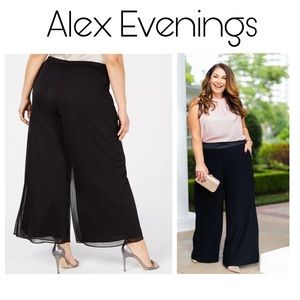 WIDE LEG SOFT CHIFFON FLIRTY FLAIR BLACK PANTS